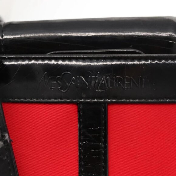 SAINT LAURENT Tote Bag Enamel nylon Red Silver - Picture 9 of 16